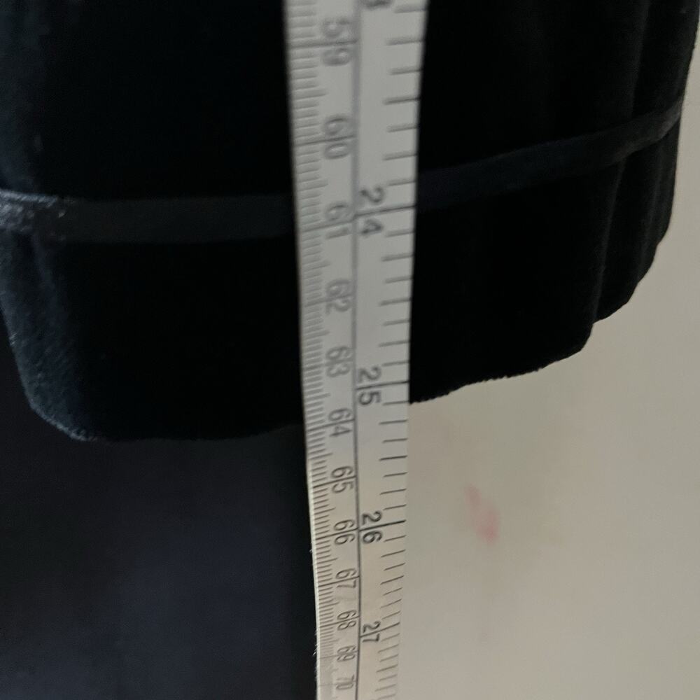 Alorna Wool Blend Double Breasted Longline Trench Coat VTG Black Velvet Collar - Picture 13 of 13